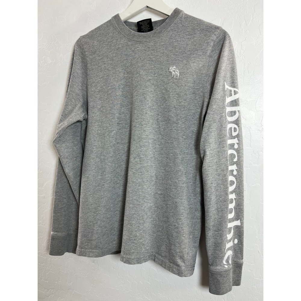 Abercrombie Fitch gray muscle shirt size S long sleeve preppy gym tennis graphic